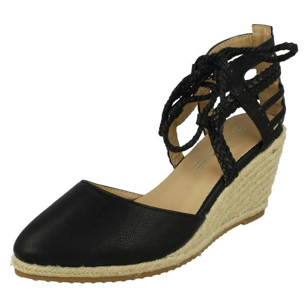 Anne Michelle Ladies Anne Michelle Ankle Lace Up Wedge Sandals