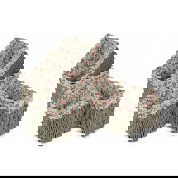 Garden Rose Paper Rope Storage Basket with Garden Rose Cotton Lining