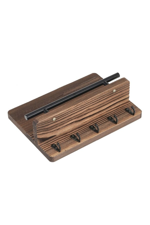 Living and Home Rustic Paulownia Door Wall Key Holder