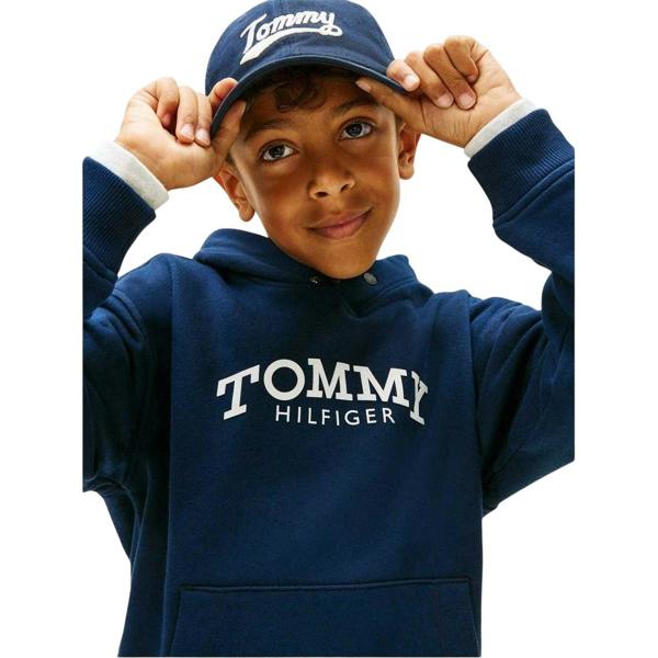 Tommy Hilfiger Childrens/Kids Logo Hooded Drawstring Hoodie - Night Navy - 