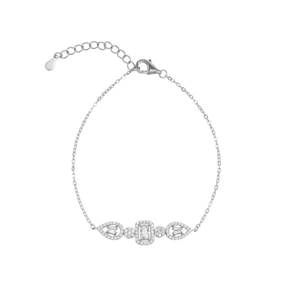 Spero London Elegant Sterling Silver Bracelet with Emerald-Cut & Teardrop Gemstones