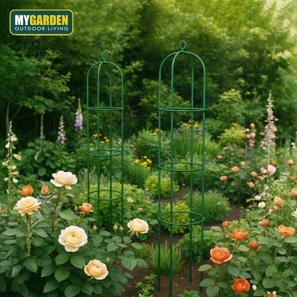 My Garden Outdoor Living Garden Obelisk for Climbing Plants 1.9M – Metal Obelisk Rose Climber Frame, Weather & UV Resistant Freestanding Plant Support