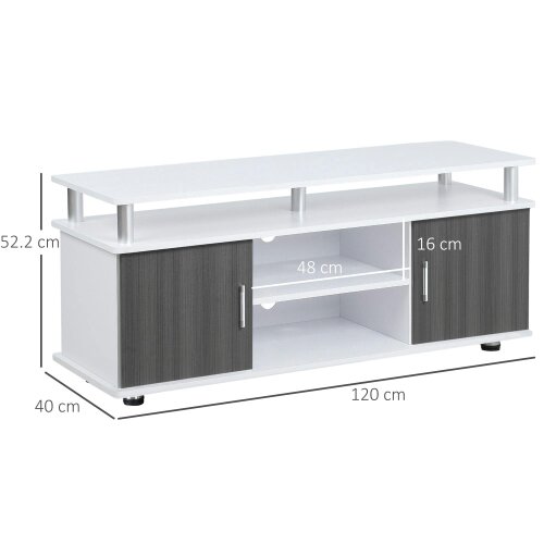Wyld Haus Mihavi 120cm Wooden Grey And White Media Console With Shelf And Cupboards For TVs Up To 50 Inches