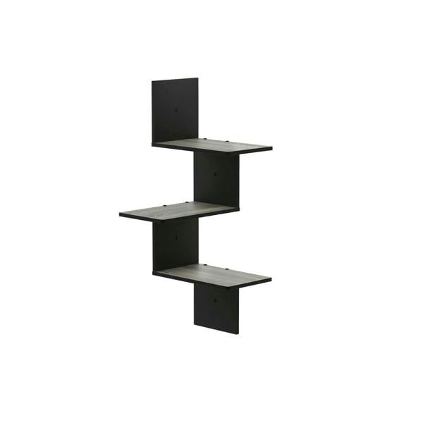 WALPLUS Rossi Modern 3-Tier Wall Floating Corner Shelf, French Oak Grey/Black perfect for organized storage and display