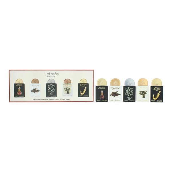 Lattafa Pride Artisan Ethnique, Natural Oud, Tharwah Silver, Eternal Oud, Ishq Al Shuyukh Gold Eau de Parfum 5 x 20ml