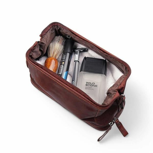 PRIMEHIDE Men’s Leather Wash Bag