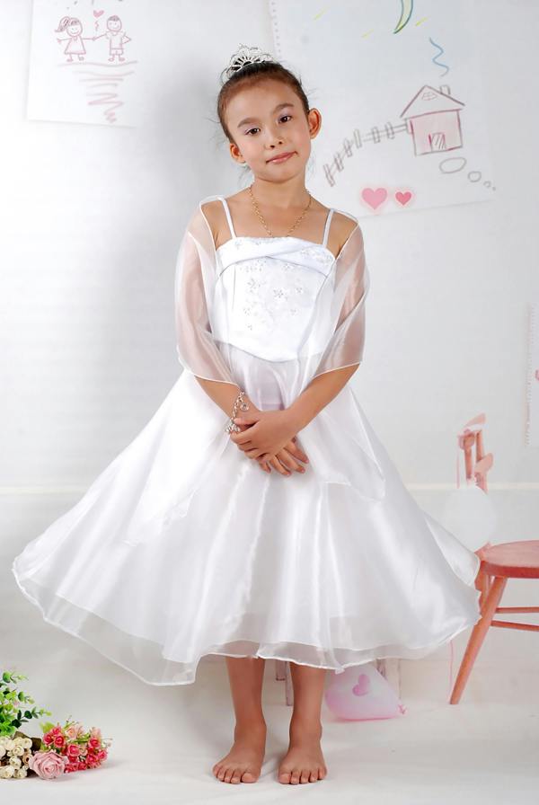 Cinda 2 Tone White Party Bridesmaid Dress with Shawl