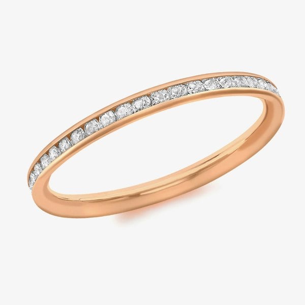T. H. Baker 9ct Rose Gold 2mm Crystal-Set Eternity Ring 5.84.9079