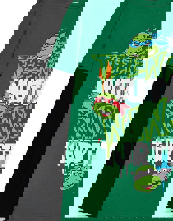 Teenage Mutant Ninja Turtles Boys Green Stacked Text Long Sleeved T-Shirt