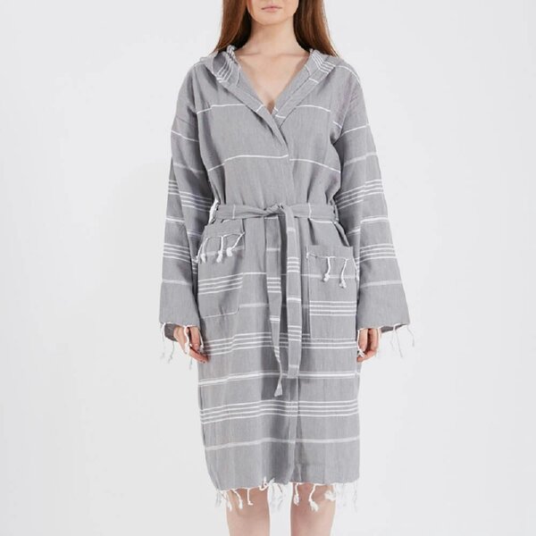 Cotton and Olive SET: Tassel Unisex Hammam Robe + Bath Sheet Set