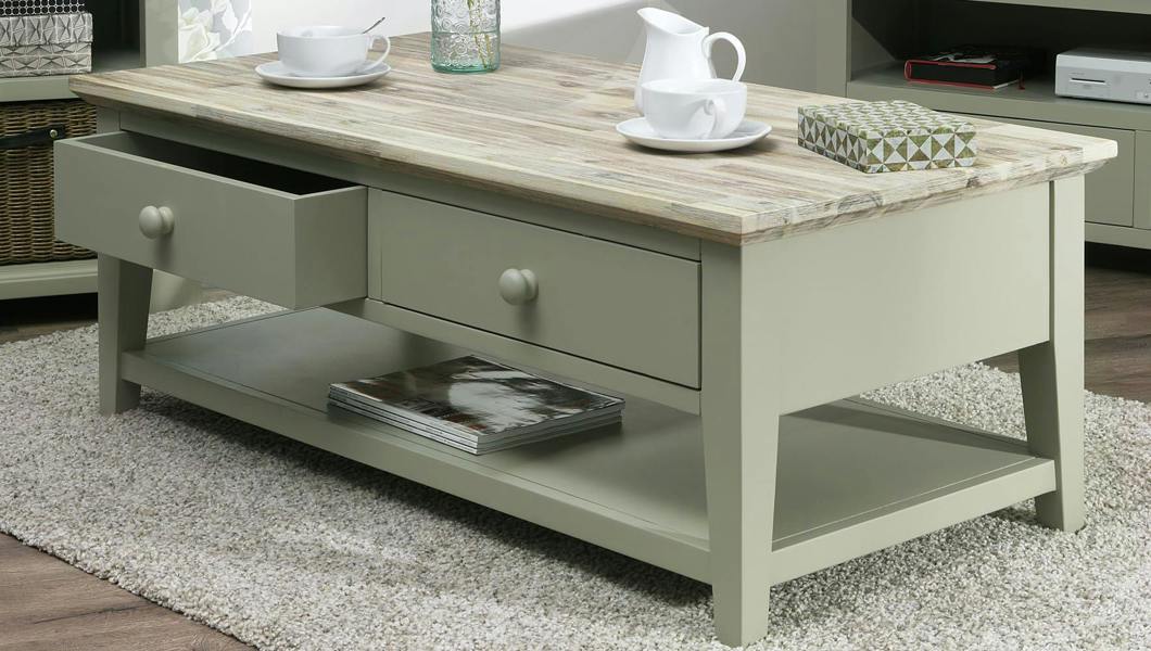 Statement Furniture Florence Wooden Coffee Table with Drawers and Shelf
