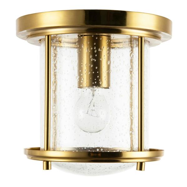 Vintage Industrial Ceiling Light in Satin Gold with Clear Bubble Glass Image 5