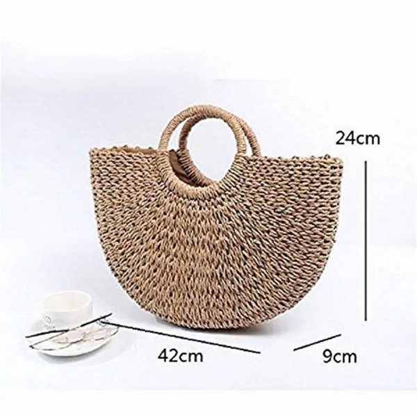 Harfi Straw Travel Bag Wicker Beach Handbag