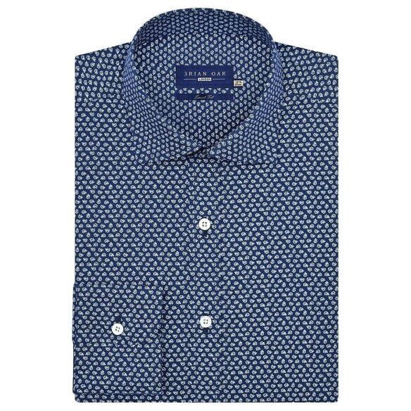 Men's Patterned Dress Shirt - Oxford Blue