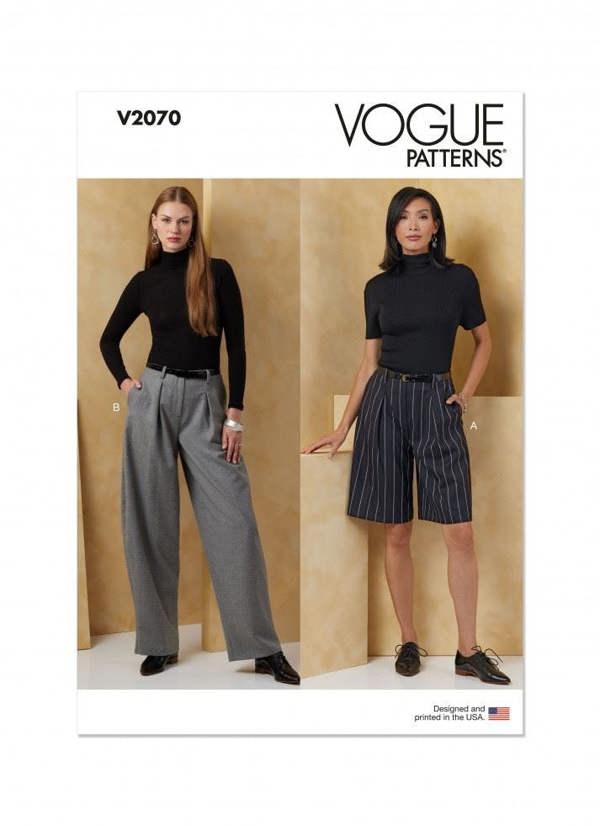 Vogue Sewing Pattern 2070, Shorts, Trousers for Women, B5 (8-10-12-14-16) - Intermediate