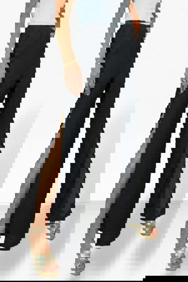 Paulo Due Women's Linen Look Wide Leg Split Hem Trousers