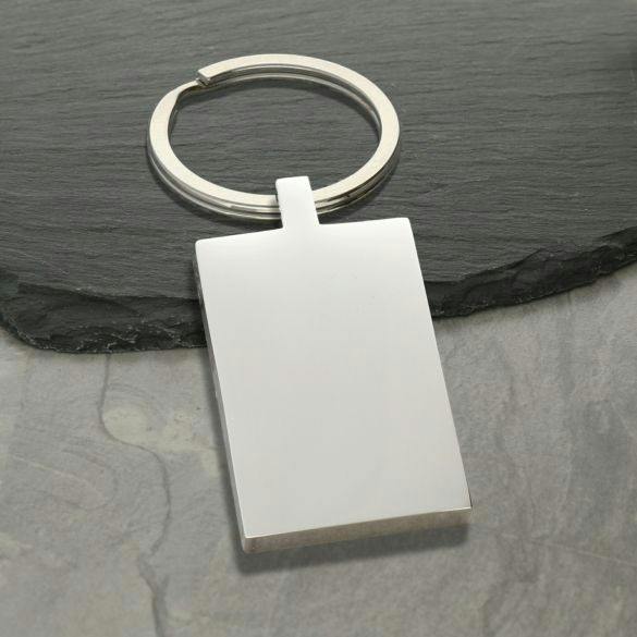Christopher James of London Mirror Polished Rectangle Keyring With Optional Engraving