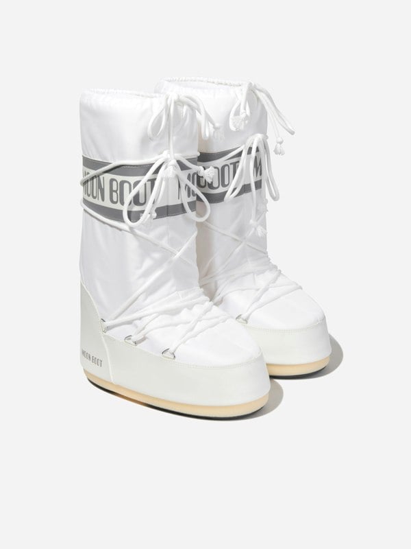Moon Boot Kids Icon Nylon Snow Boots in White