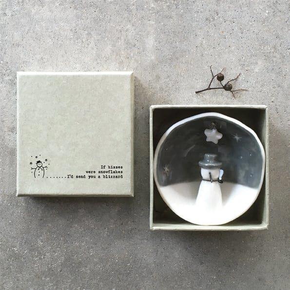 Half Porcelain Christmas Bauble – “If Kisses Were Snowflakes” Snowman Design Christmas Decoration