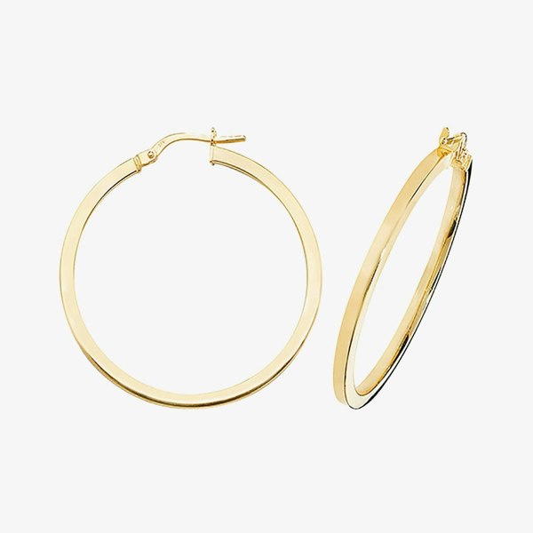T. H. Baker 9ct Yellow Gold 30mm Square Edge Hoop Earrings ER947-30