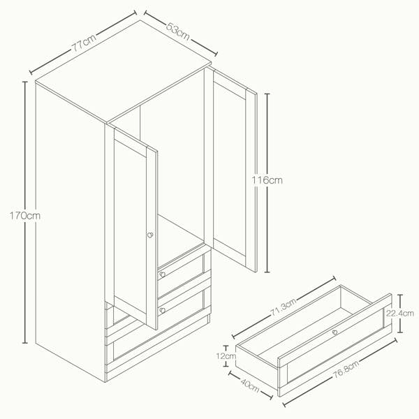 Vida Designs Altino 2 Door 2 Drawer Wardrobe