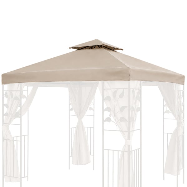 The Garden Marketplace Spare Roof Cover for 2.5m Square Leaf Design Garden Gazebo, Beige 180g Fade-Resistant Polyester Canopy with Wind Vent