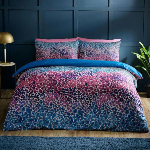 Satin Animal Print Teal Duvet Cover Set