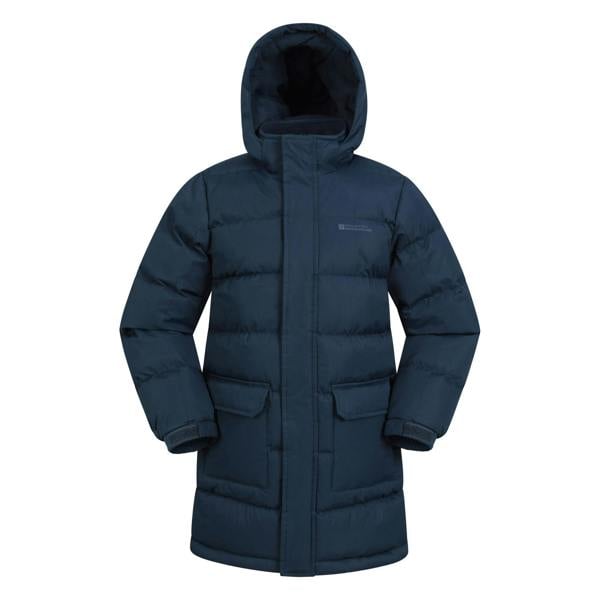 Mountain Warehouse Childrens/Kids Water Resistant Longline Padded Jacket - Dark Blue - 