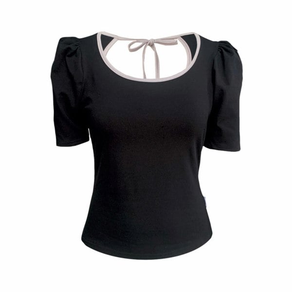 Frock Tales Belle Top With Scoop Neck - Black And Silver