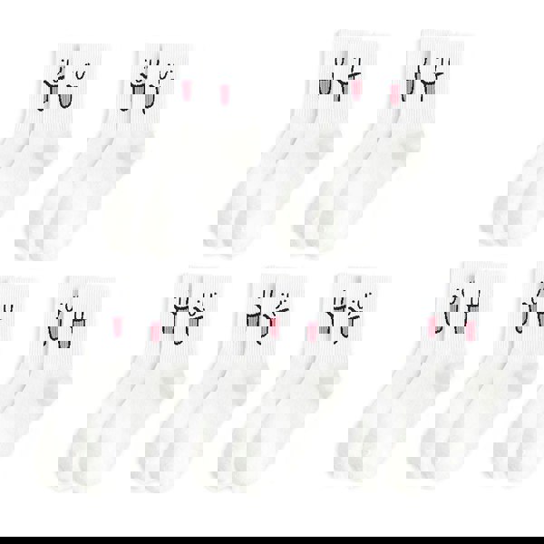 Anyfootwear 5 Pairs White Unisex Funny Socks One Size 5–9