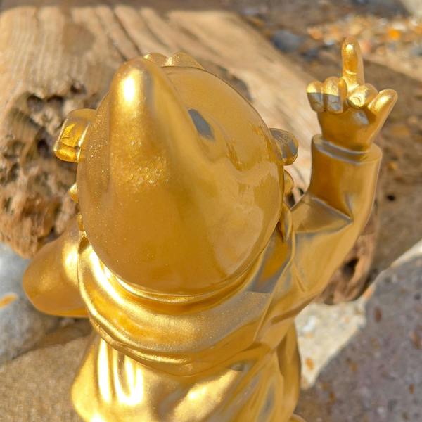Stoobz 30cm F**k You Naughty Middle Finger Gold Gnome Ornament