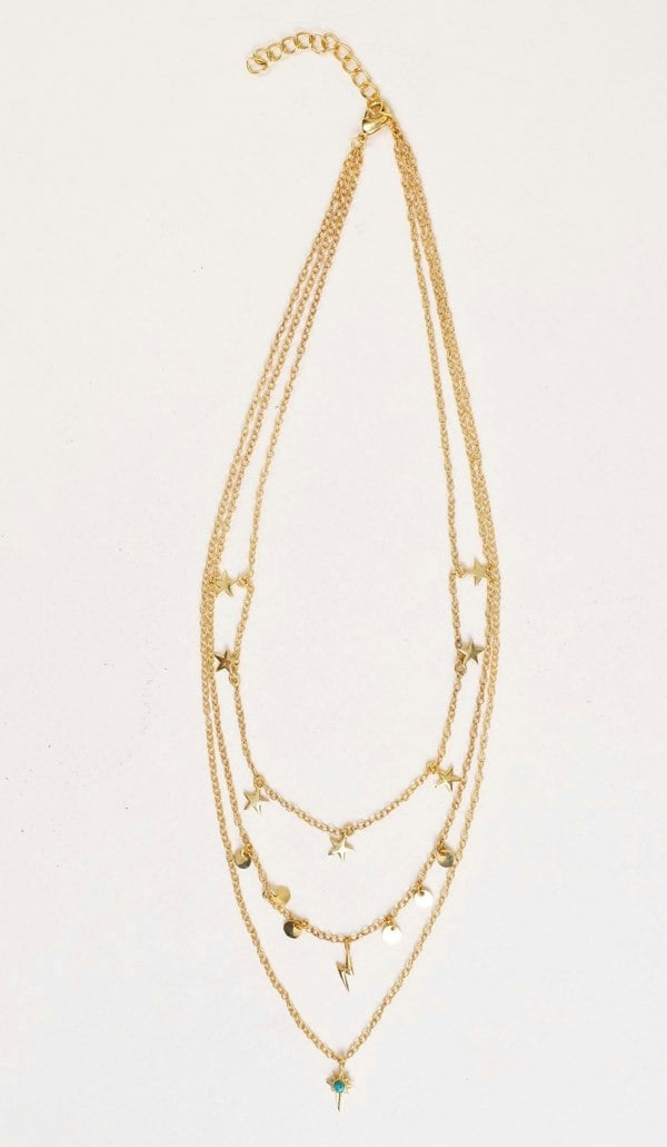 Star Gaze Triple Layer Night Sky Necklace Gold - Lila Rasa