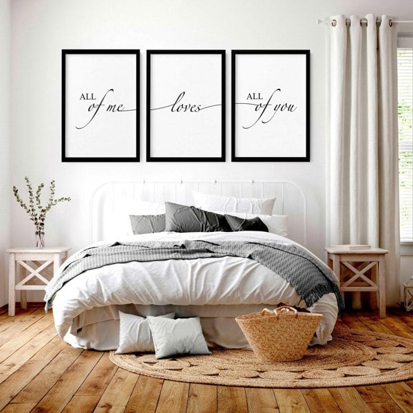 Paper anniversary gift | set of 3 wall art prints for Bedroom