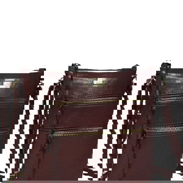 Assots London 'CORI' Brown Polished VT Real Leather Crossbody Bag