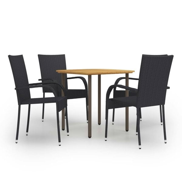 Berkfield 5 Piece Garden Dining Set Poly Rattan Black