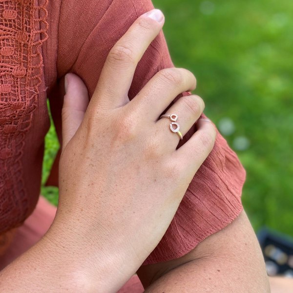 Sterling Silver and Rose Gold Plated Stirrup and Horseshoe Ring