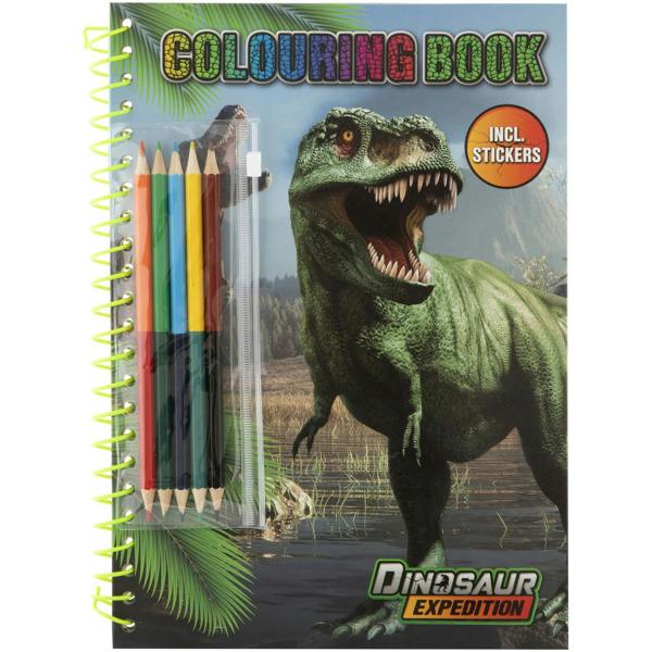 Dino Colouring book A4, 30 sheets 5 pencils - Green