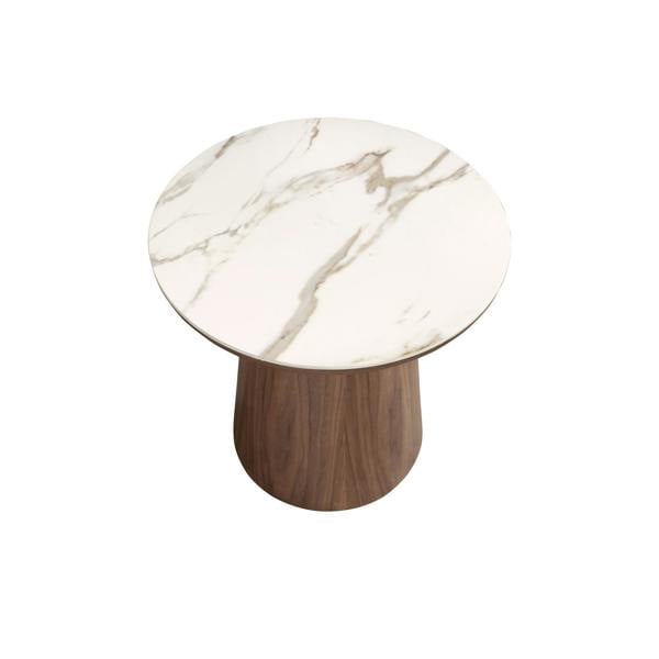 Angel Cerdá Porcelain marble and walnut round corner table 2159