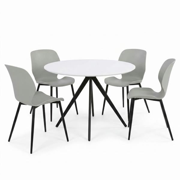 Core Products Aspen Dining Set - White Round Table & 4 Carnaby Dining Chairs