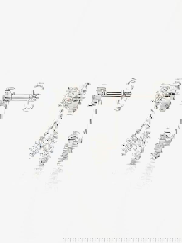 Moissanite Ear Jacket Stud Earrings in 18k Gold or Silver