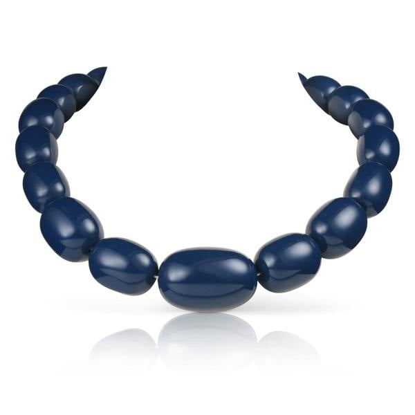 Zavana 20 inch Long Blue Oval Beads Statement Necklace for Women