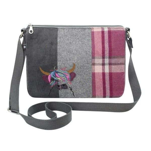 Earth Squared Highland Cow Wool Tartan Tweed Messenger Bag