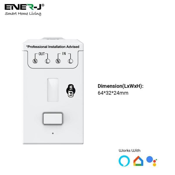 ENER-J Wireless & Batteryless Kinetic Grid Switch,Pro + 500W RF + WiFi Receiver (can fit into MK plate)