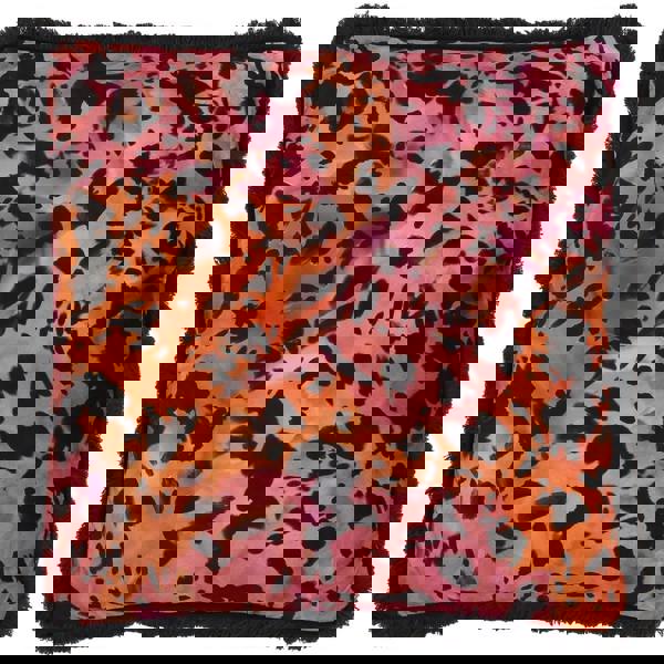 Paoletti Colette Fringed Satin Animal Print Cushion Cover - Multicoloured