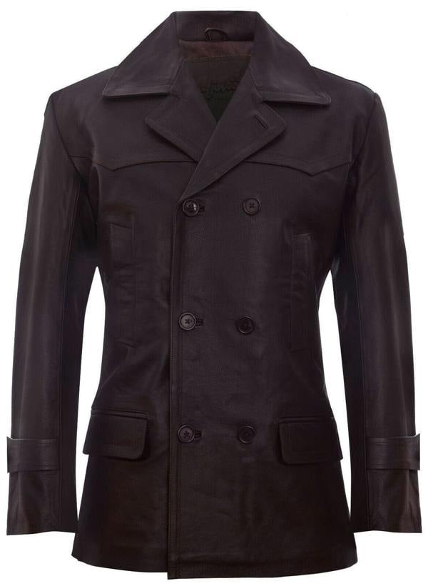 Infinity Leather Mens Cowhide Leather Peacoat-Krakaw