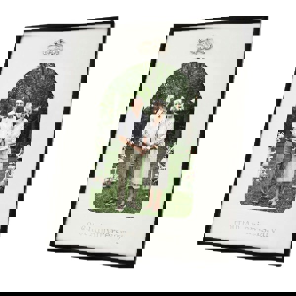 60th Anniversary Matte Black 5x7 Picture Frame with Diamante Rings Image 1