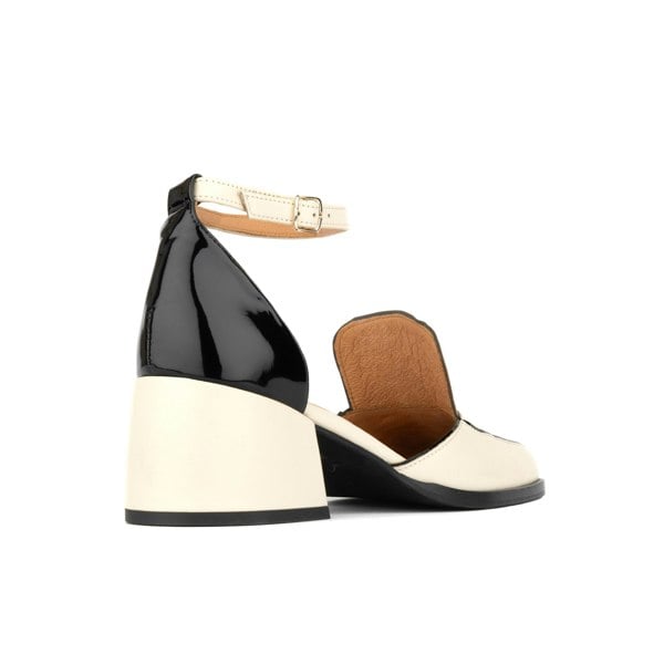 Embassy London Mayfair - Cream & Black - Women's leather square closed toe 2 inch heel sandal
