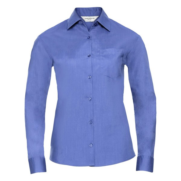 Russell Collection Women's Poplin Easy-Care Long-Sleeved Shirt - Corporate Blue