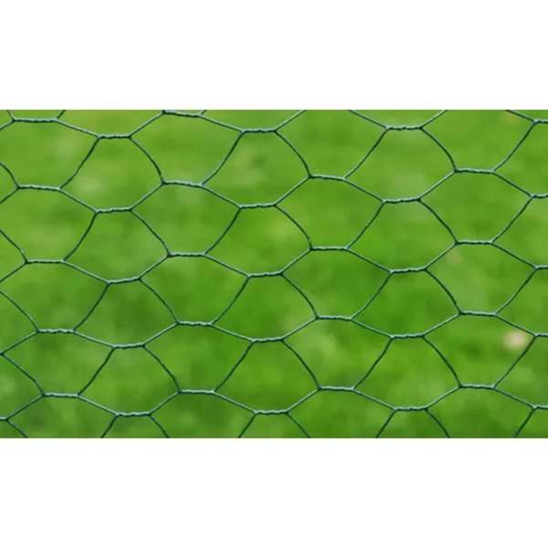 Berkfield Chicken Wire Fence Galvanised with PVC Coating 25x0.5 m Green