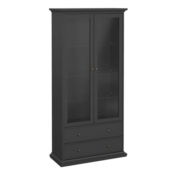 Wyld Haus Osaka Farmhouse Dark Grey Wooden China Cabinet 2 Drawers 2 Doors 3 Shelves